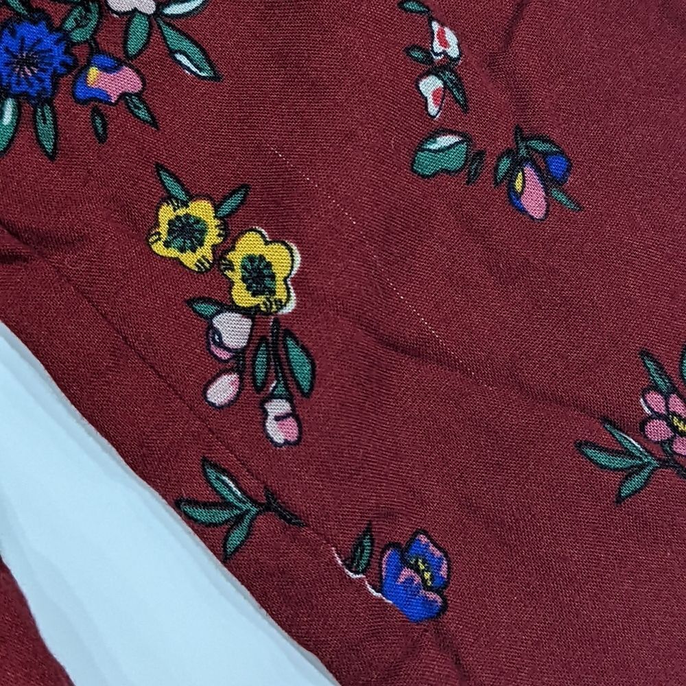 Hanna dark red maroon bordeaux floral shift dress long sleeve girls size 120 6 7 - Picture 7 of 8